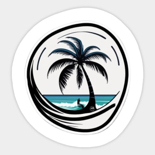 beach palm tree island Sticker